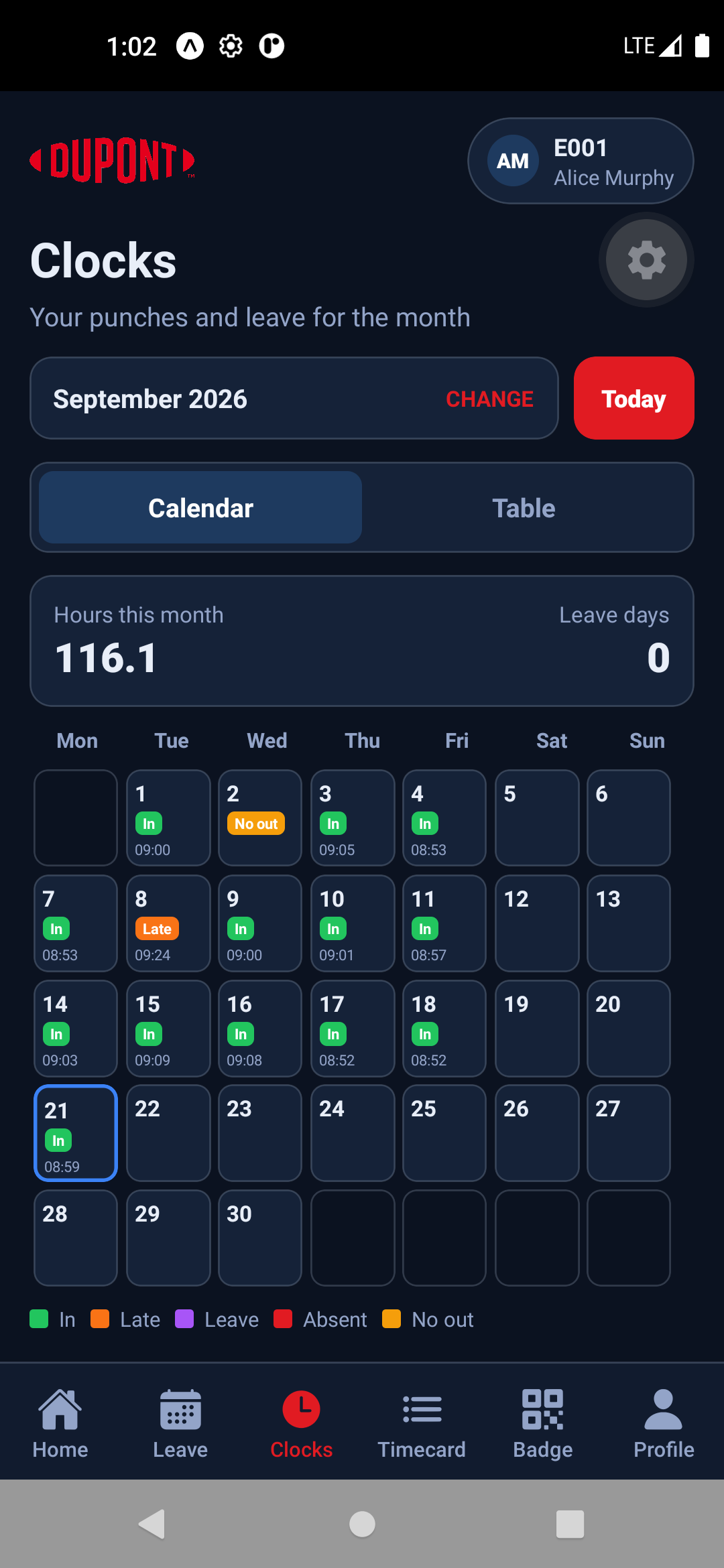 Clocks calendar